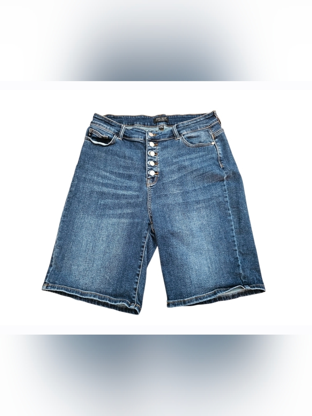 Judy Blue Bermuda Denim Shorts Button-Fly Dark Wash High-Rise Size 2XL
